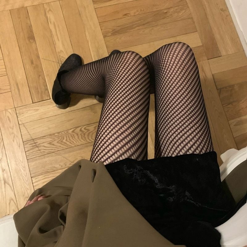 BLACK FASHION SPIRAL FISHNET STOCKINGS STOVEPIPE ALL-MATCH BOTTOMING PANTYHOSE