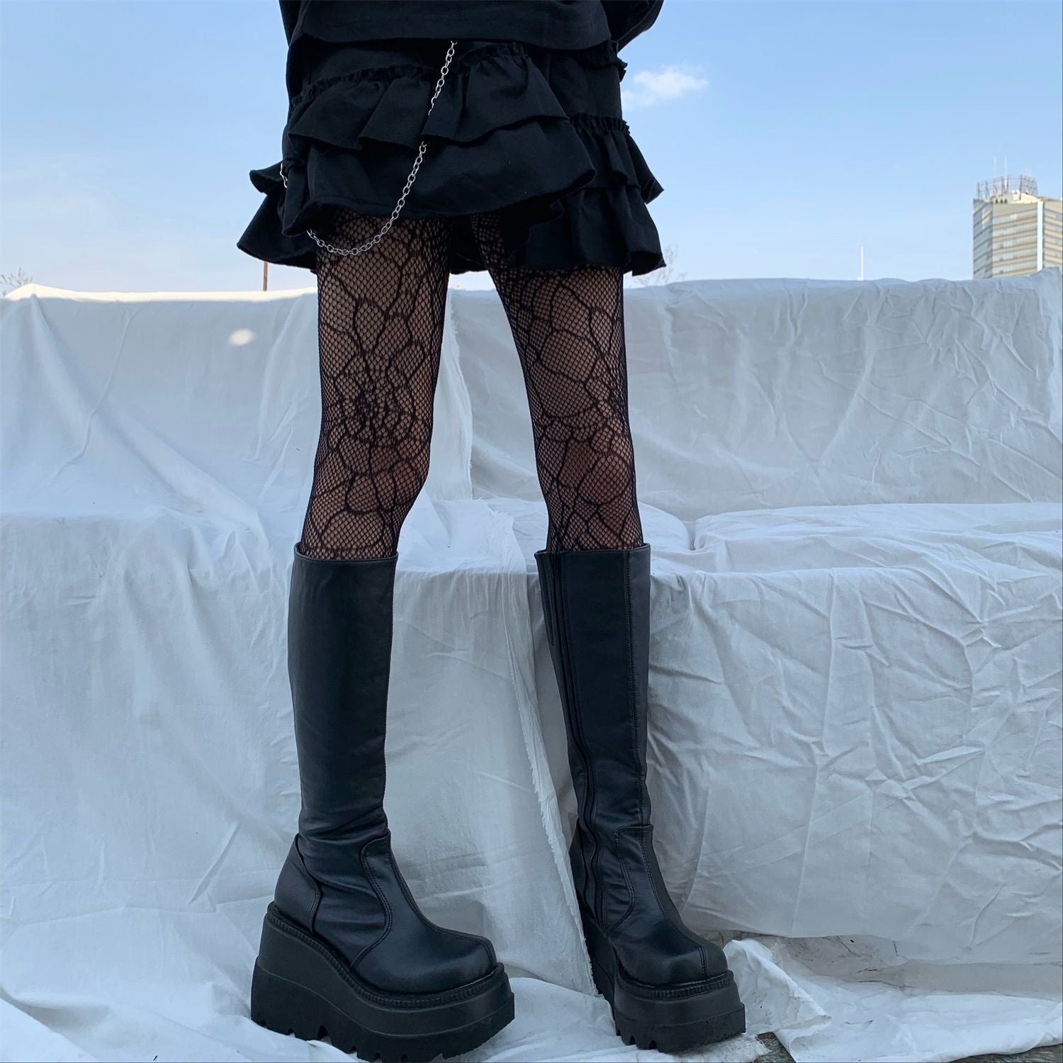 FASHION SPIDER WEB STOCKINGS BLACK PANTYHOSE