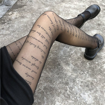 ALPHABET BLACK STOCKINGS FASHION BOTTOMING PANTYHOSE