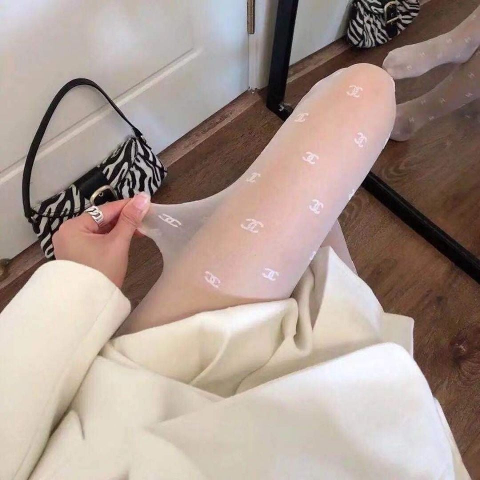 DOUBLE C LETTER FLOCKING STOCKINGS PANTYHOSE