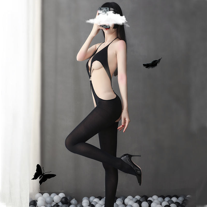 SUSPENDER STOCKINGS HOLLOWED OUT BACKLESS BLACK STOCKINGS