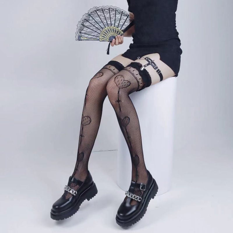 LOVELY LOLLIPOP LOLITA HIGH TUBE SOCKS LOVE LEG RING LACE THIN LEG KNEE SOCKS