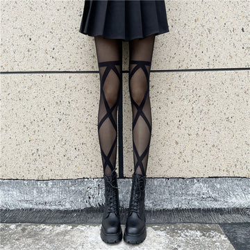 FASHION CROSS-TIE PANTYHOSE STUDENTS WEAR STOCKINGS NIGHTCLUB STOCKINGS