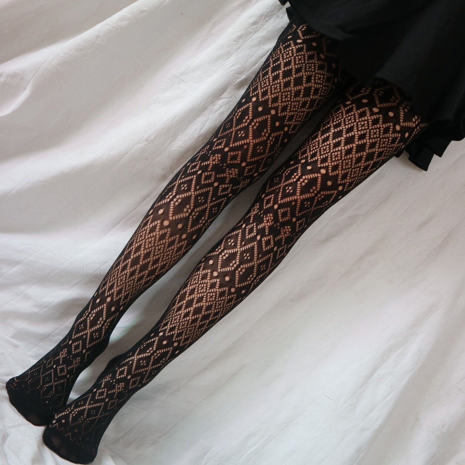 FASHION HOLLOW SUPER ELASTIC FISHNET STOCKINGS WOMEN PANTYHOSE SIZE RHOMBUS JACQUARD NET SOCKS