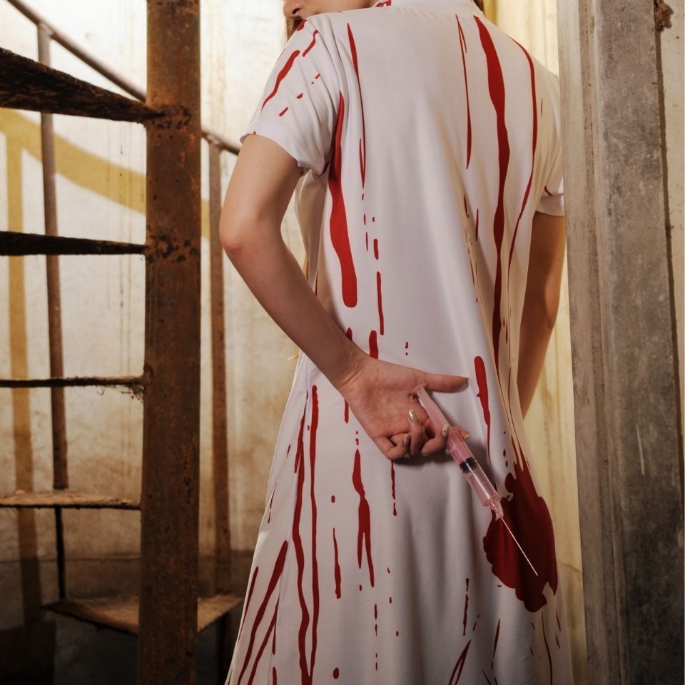 HALLOWEEN HORROR BLOODY DOCTOR BLOODY NURSE GHOST BRIDE GHOST FESTIVAL DANCE DRESS UP GHOST NURSE