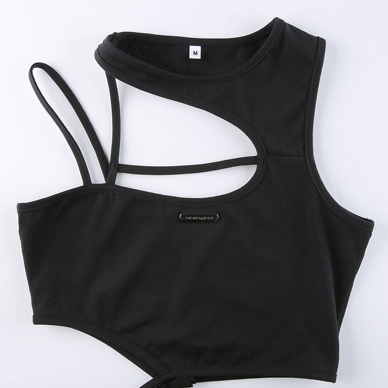 HOLLOW CAMISOLE ASYMMETRIC CROP TOP
