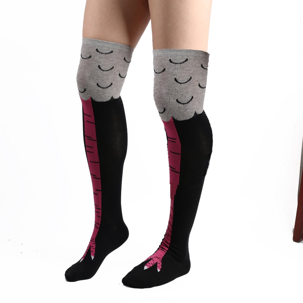 CHICKEN FEET SOCKS DAY CREATIVE OVER-KNEE SOCKS OSTRICH PATTERN GYM FUNNY MALE CALF THIN STOCKINGS