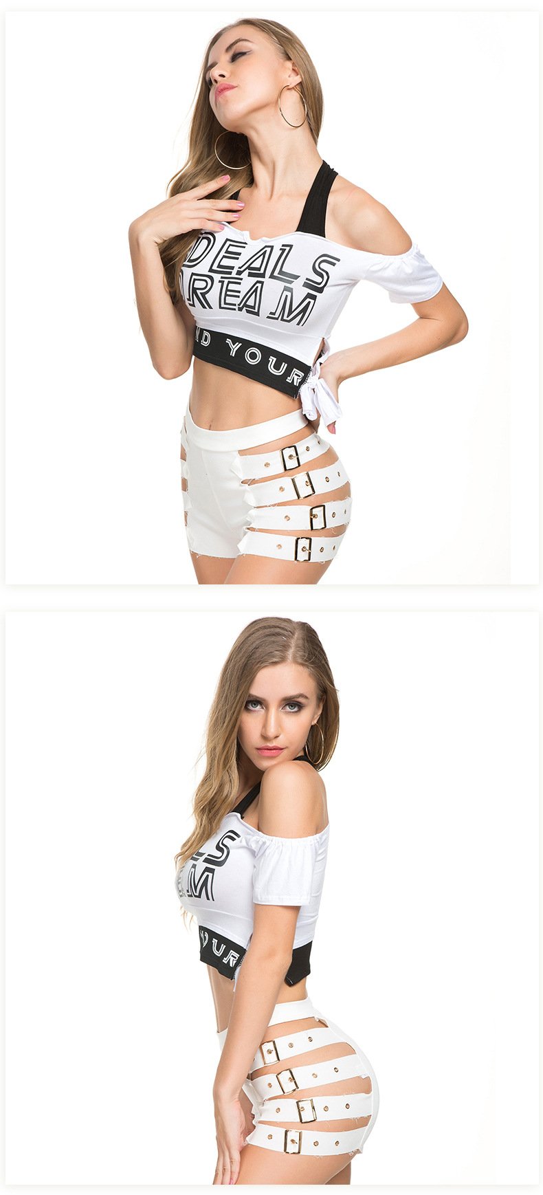 HOLLOW HIGH WAIST DENIM SHORTS