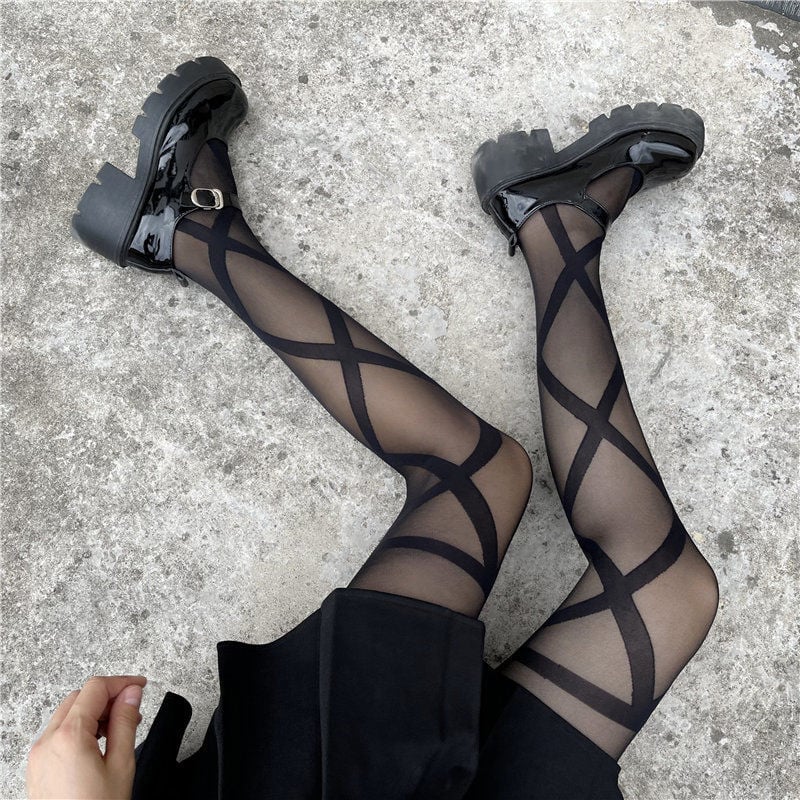 FASHION CROSS-TIE PANTYHOSE STUDENTS WEAR STOCKINGS NIGHTCLUB STOCKINGS