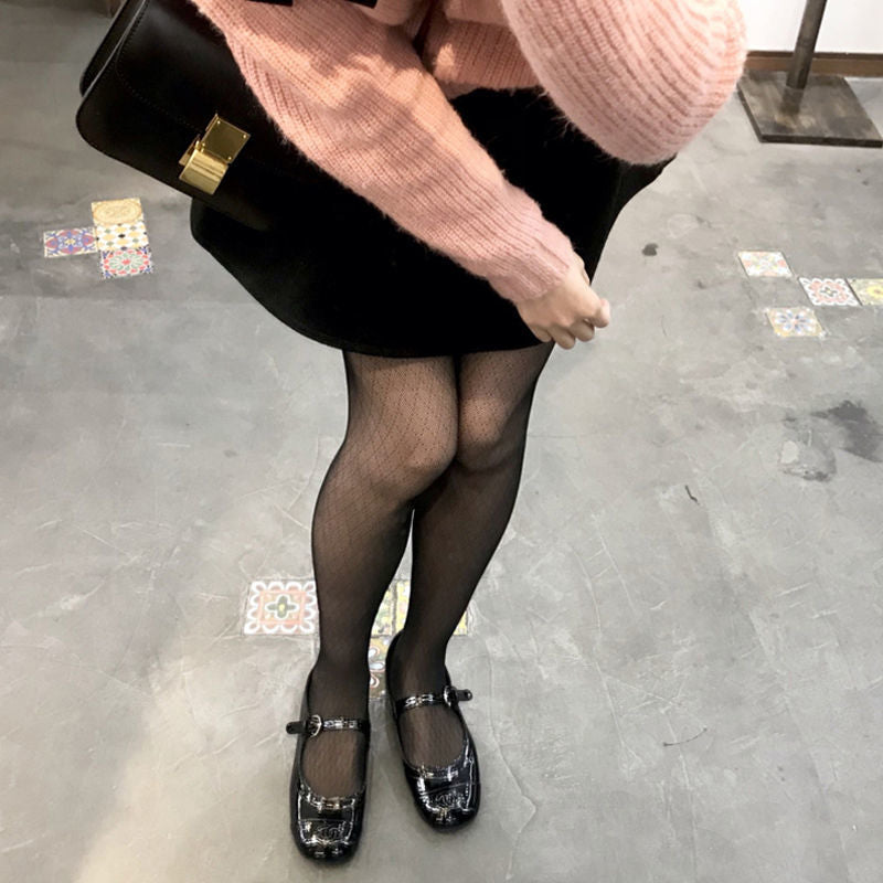 FASHION DIAMOND LATTICE TRANSPARENT MEAT FISHNET SOCKS HIGH STRETCH BOTTOMING SOCKS PANTYHOSE