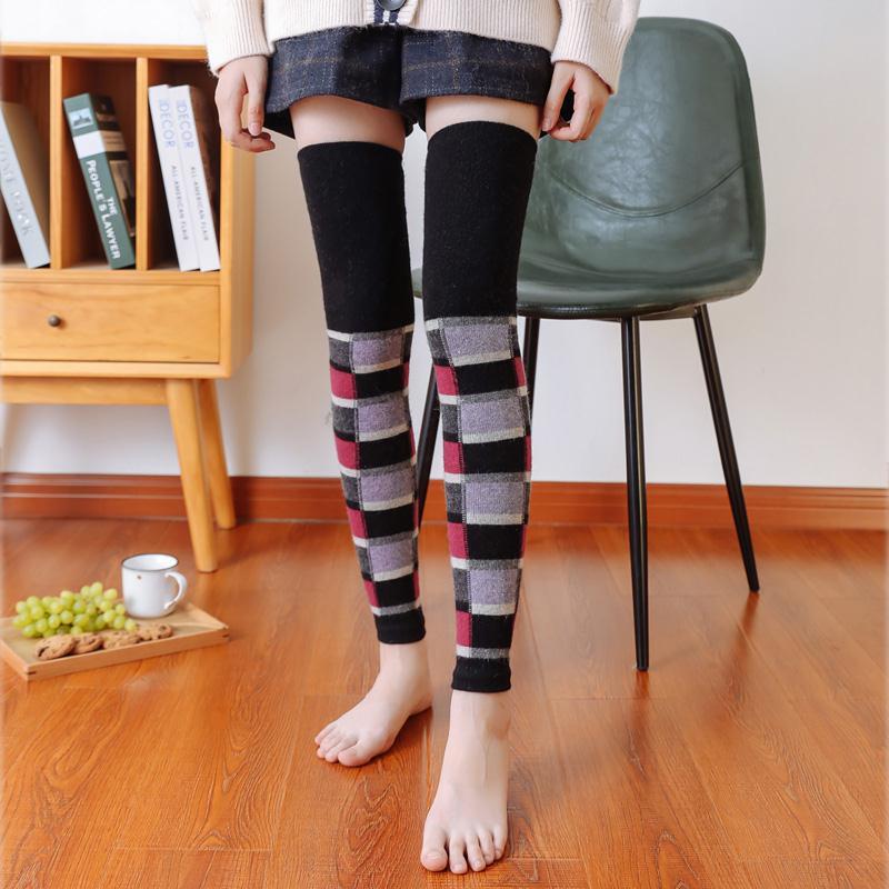 JAPANESE WARMTH THICK PLAID HIGH TUBE SOCKS OVER LEGGINGS BOOTS PILED SOCKS