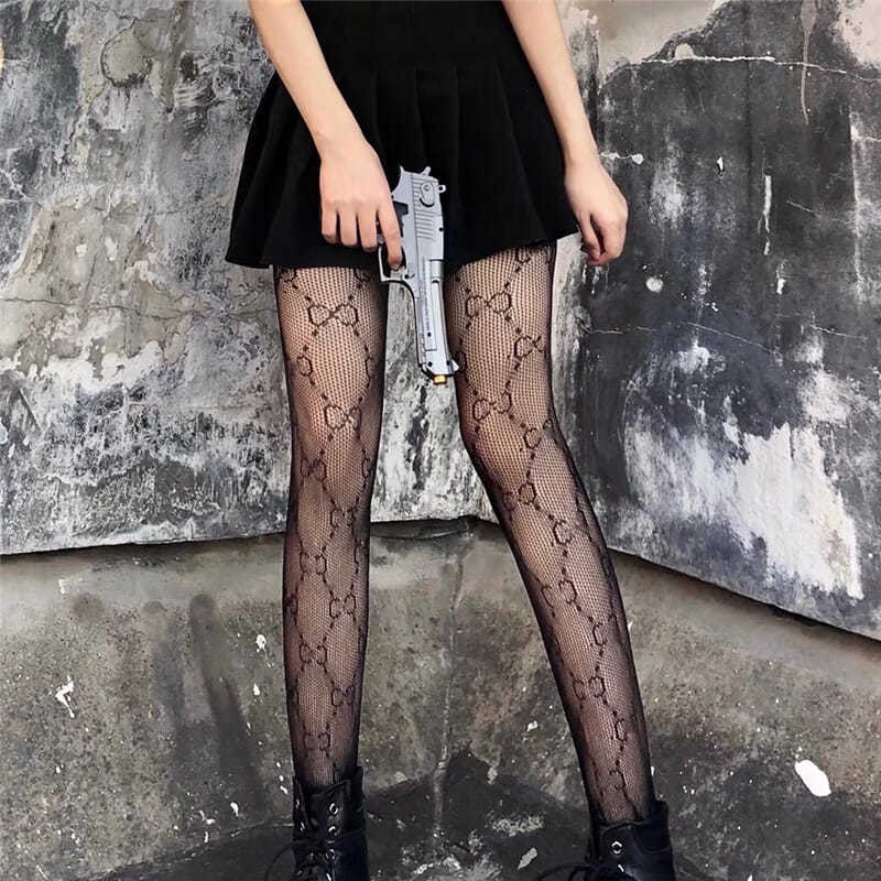 POPULAR LETTER SILK STOCKINGS RETRO INS FASHIONJK ENGLISH B-WORD BOTTOMED JUMPERS FISHING NET STOCKINGS