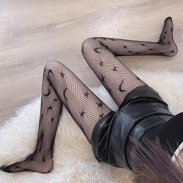 BLACK STOCKINGS THIN STARRY SKY JACQUARD FISHNET STOCKINGS PANTYHOSE