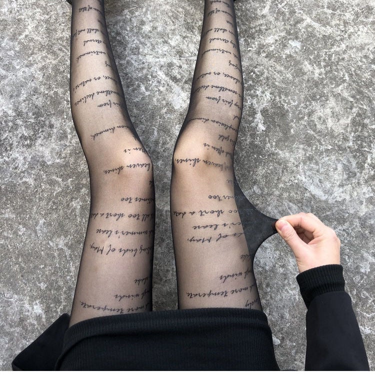 ALPHABET BLACK STOCKINGS FASHION BOTTOMING PANTYHOSE