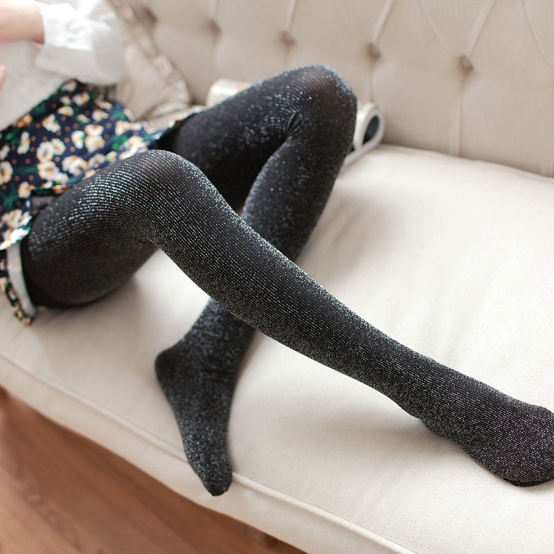 SPRING AND AUTUMN PEARLESCENT SILVER SILK BRIGHT SILK PANTYHOSE FLASHING SILK PATTERN BEAUTIFUL LEG PANTYHOSE