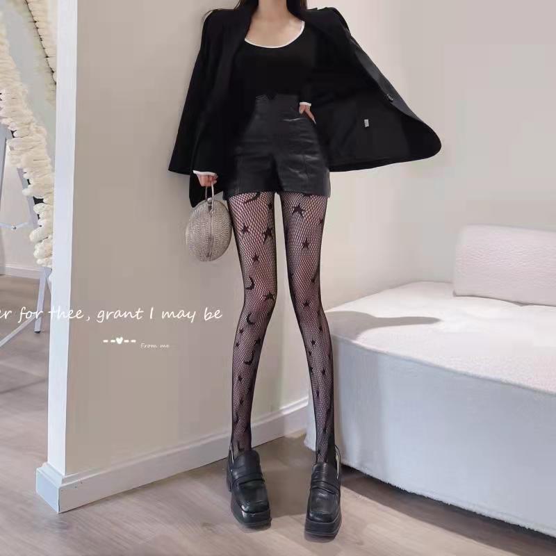 BLACK STOCKINGS THIN STARRY SKY JACQUARD FISHNET STOCKINGS PANTYHOSE