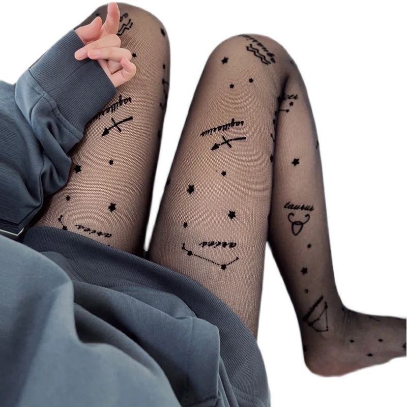 STOCKINGS PANTYHOSE WOMEN'S THIN BLACK PRINT SERIES INSPIRED BOTTOMING SOCKS