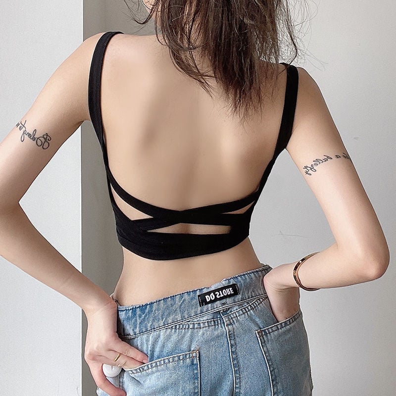 WOMEN'S SHORT ALL-MATCH BLOUSE WITH HALTER STRAPS CAMISOLE