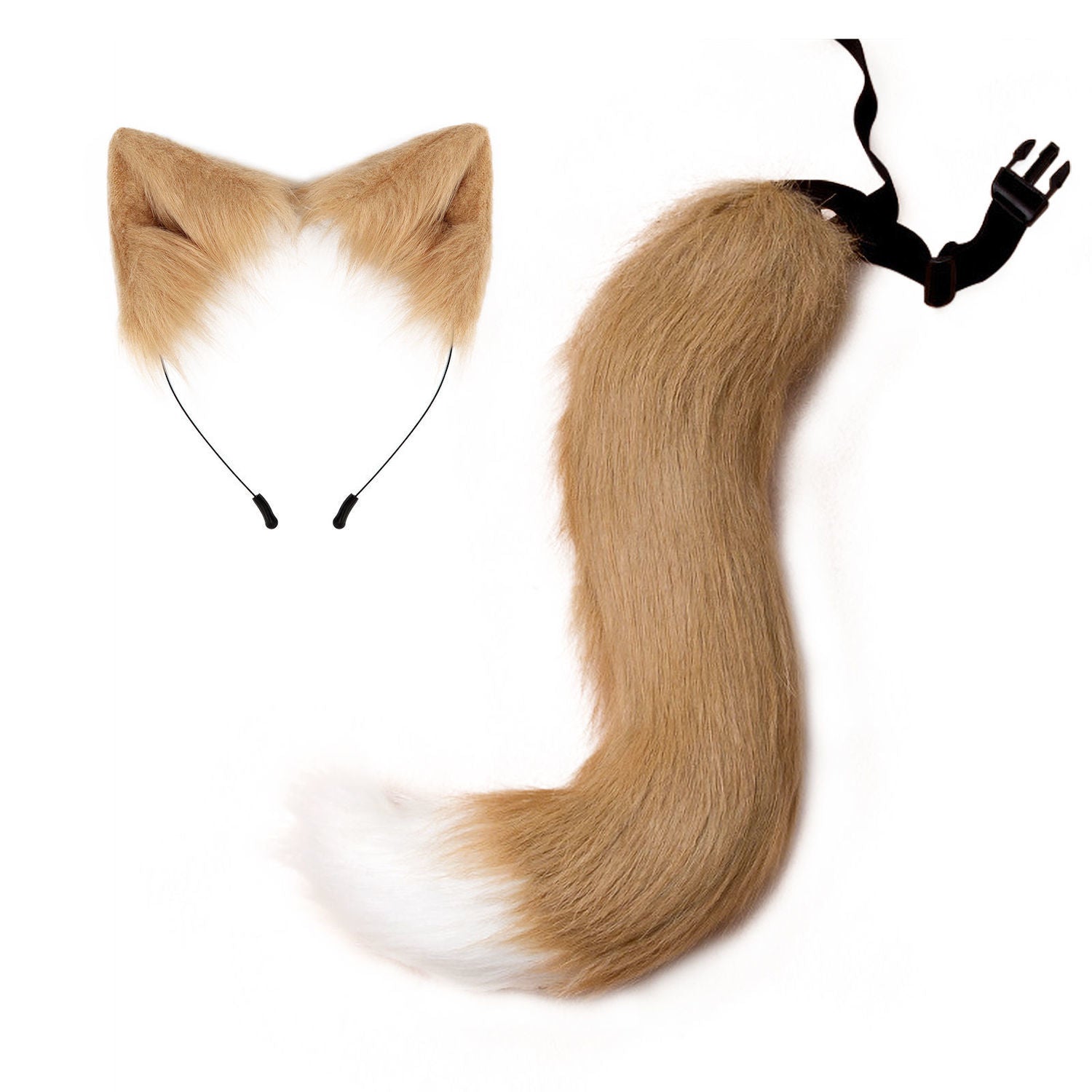 HALLOWEEN PARTY CUTE SOFT CUTE FOX TAIL PLUSH ADJUSTABLE BEAST EARS HEADBAND COS PROPS