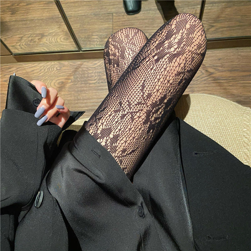 FASHION FISHING NET SOCKS LEGGINGS THIN FLOWER LONG TUBE HOLLOWED OUT MEAT PANTYHOSE