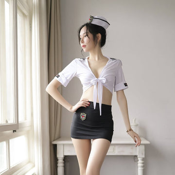 OL SECRETARY UNIFORM SEDUCTIVE FASHION TEACHER TRANSPARENT ULTRA SHORT HIP WRAP SKIRT ROLE PLAY