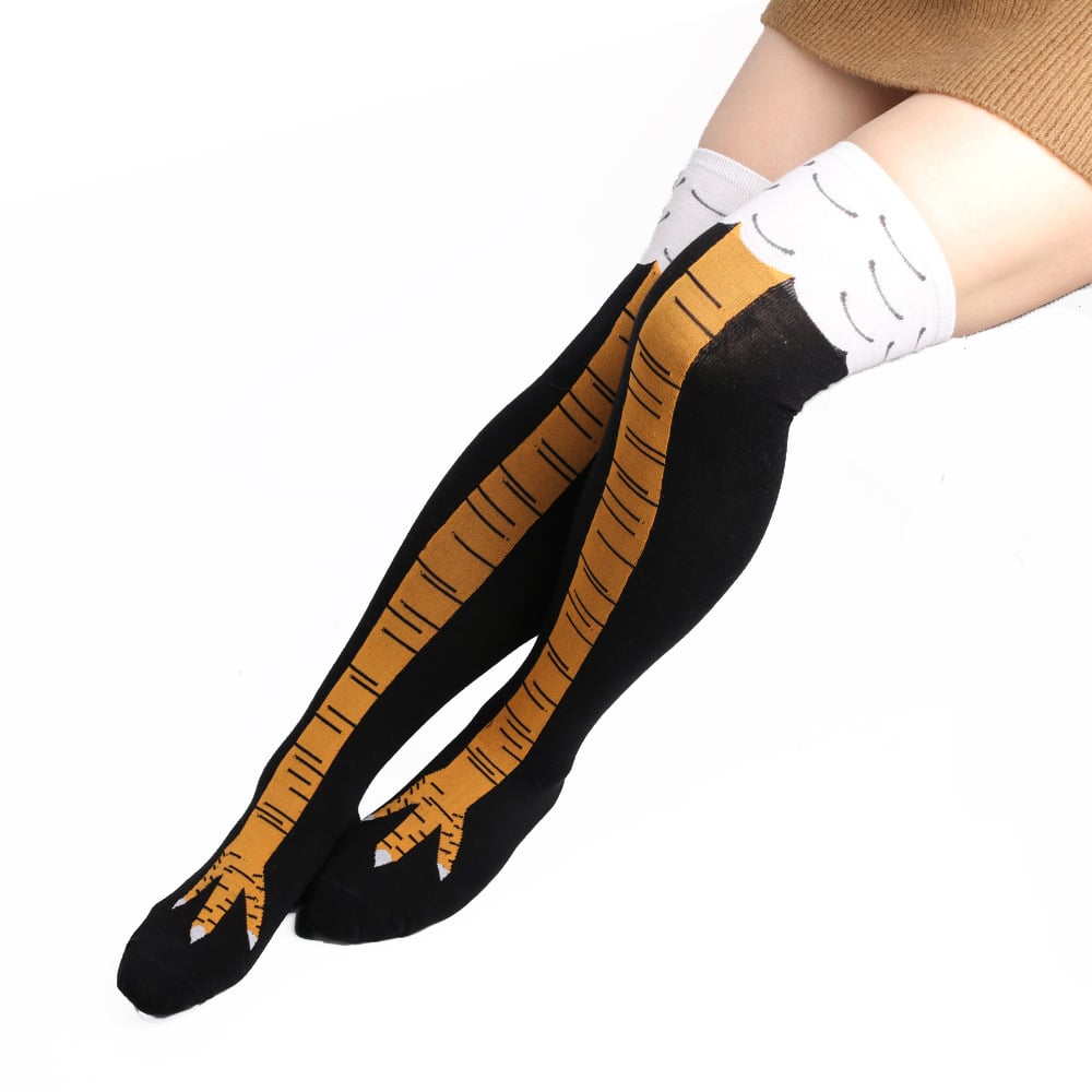 CHICKEN FEET SOCKS DAY CREATIVE OVER-KNEE SOCKS OSTRICH PATTERN GYM FUNNY MALE CALF THIN STOCKINGS