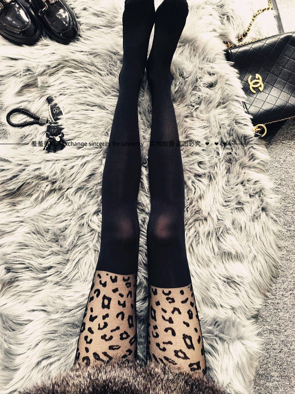 WILD LITTLE MILK LEOPARD FASHION TRANSPARENT ANTI-HOOK SILK PANTYHOSE WAS THIN AND ULTRA-THIN LEGGINGS