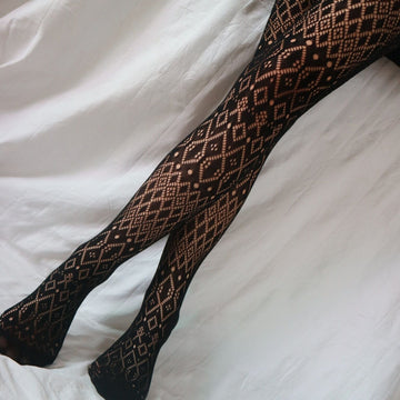 FASHION HOLLOW SUPER ELASTIC FISHNET STOCKINGS WOMEN PANTYHOSE SIZE RHOMBUS JACQUARD NET SOCKS