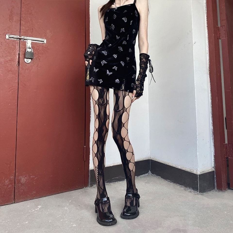 FISHNET STOCKINGS FEMALE STITCHING STOCKINGS SEX APPEAL BLACK BIG NET PANTYHOSE