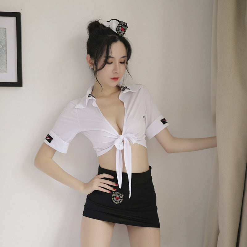 OL SECRETARY UNIFORM SEDUCTIVE FASHION TEACHER TRANSPARENT ULTRA SHORT HIP WRAP SKIRT ROLE PLAY