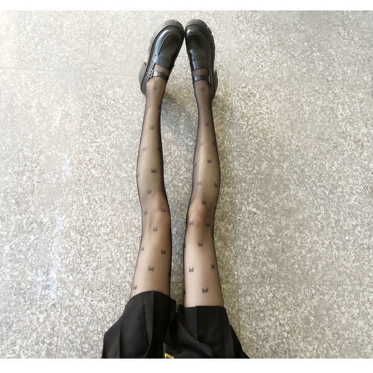 BOW FASHION BLACK STOCKINGS JK PANTYHOSE