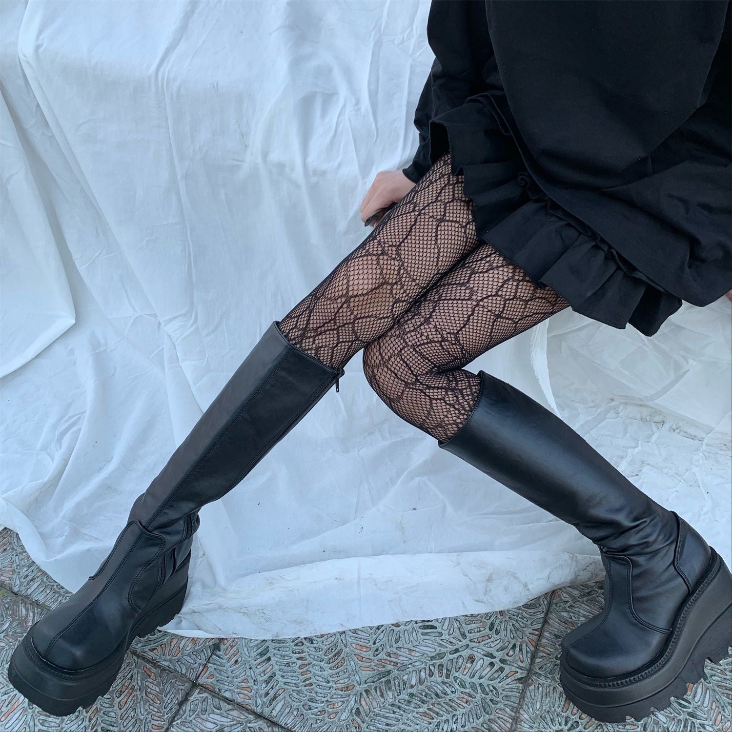 FASHION SPIDER WEB STOCKINGS BLACK PANTYHOSE