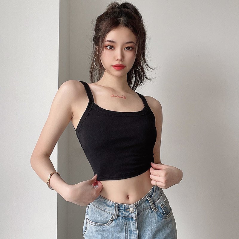 WOMEN'S SHORT ALL-MATCH BLOUSE WITH HALTER STRAPS CAMISOLE