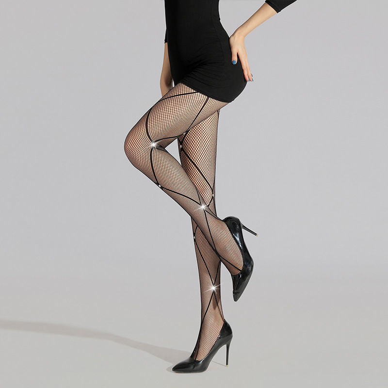 DIAMOND MESH FASHION HOT DRILL PANTS HOLLOWED OUT FISHING NET SOCKS OFFICE DISCO NIGHTCLUB SILK STOCKINGS