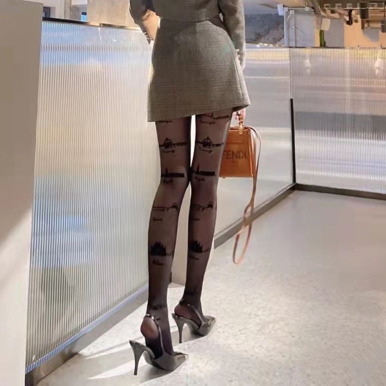 JK BLACK FASHION EXQUISITE PATTERN PANTYHOSE WORKPLACE STOCKINGS PARTY STOCKINGS