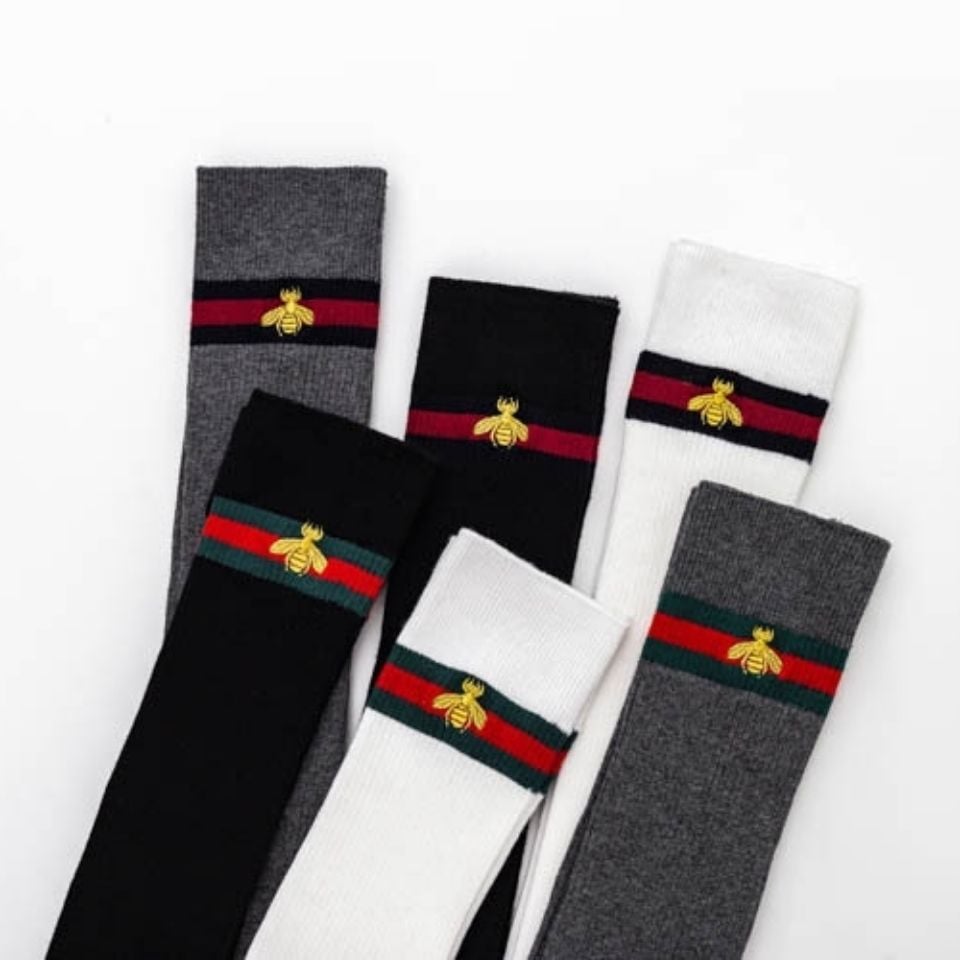 LITTLE BEE SOCKS EMBROIDERED WOMEN'S SOCKS OVER THE KNEE SOCKS FALL/WINTER HIGH SOCKS STOCKINGS COTTON THIGH SOCKS STUDENT SOCKS