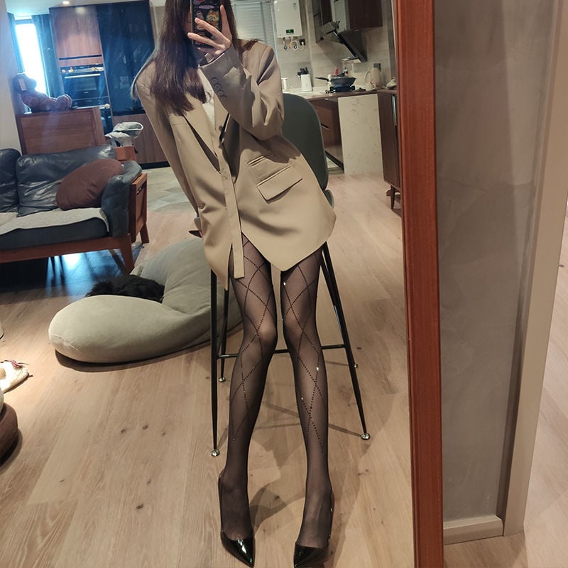 SHINY DIAMOND STOCKINGS WOMEN'S DIAMOND LATTICE PANTYHOSE