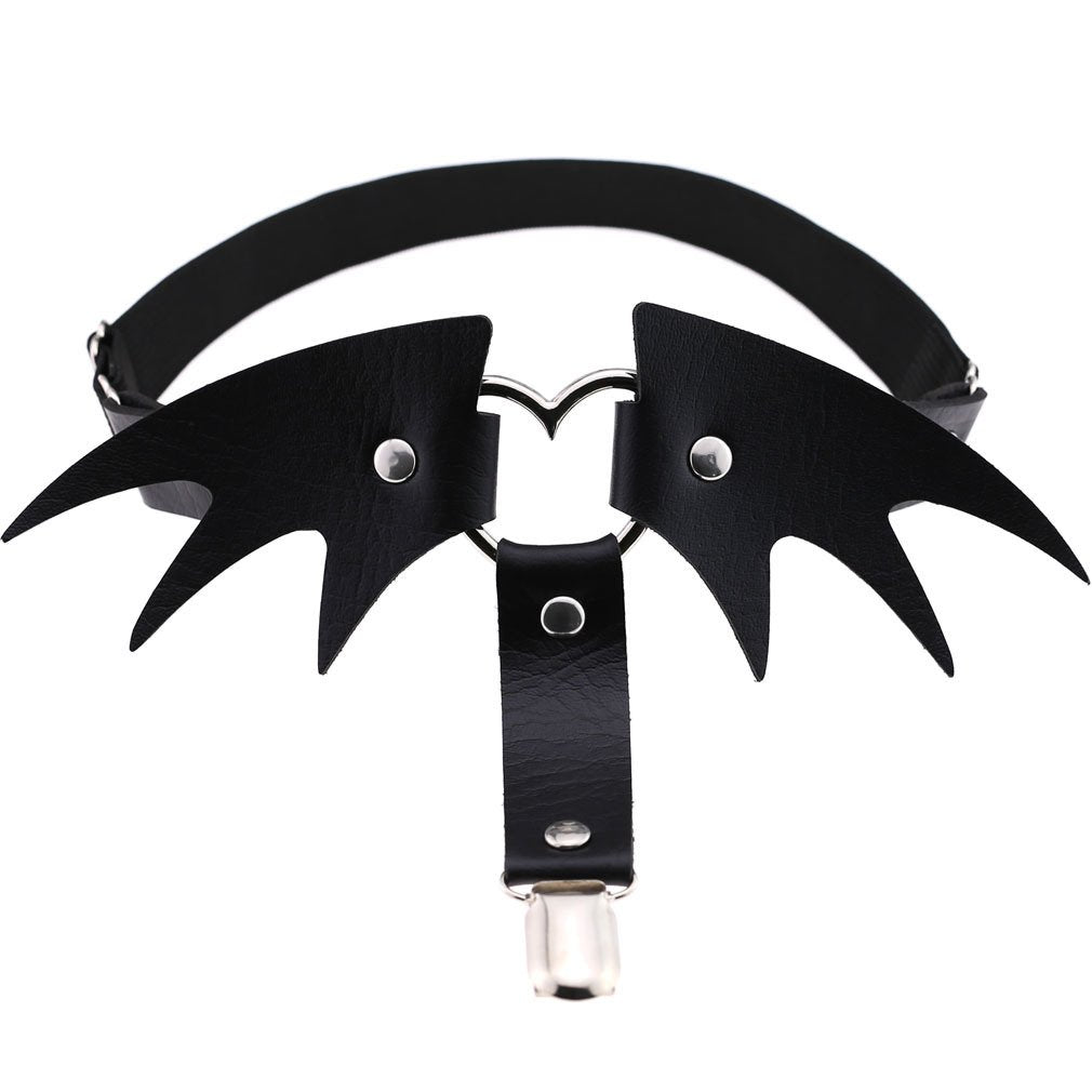 EXAGGERATED HALLOWEEN CHRISTMAS LEG ORNAMENT ANGEL WING LEATHER GARTER LEG RING