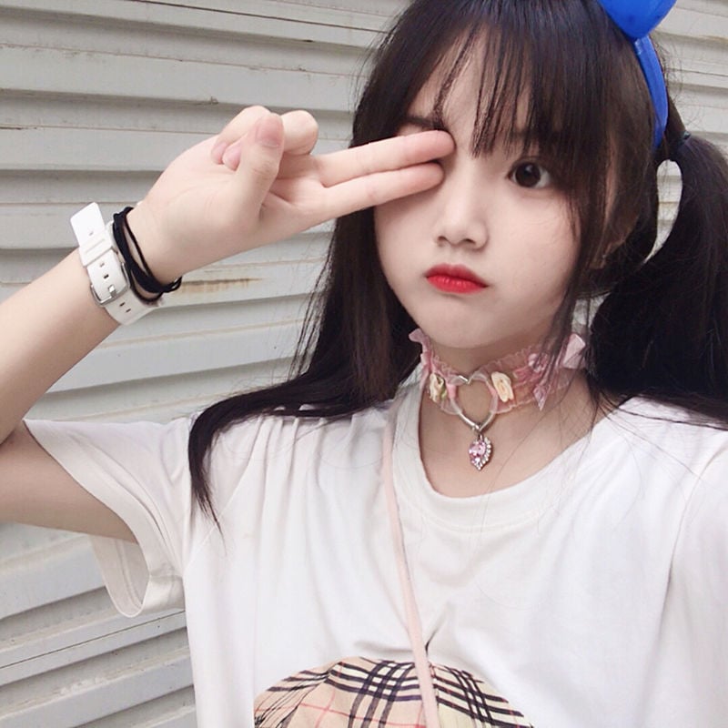 COLLAR CHAIN FEMALE NECKBAND LACE HOLLOW CUTE HEART GIRL TRENDY CLAVICLE CHAIN