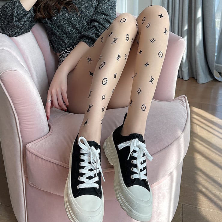 BLACK LETTER SILK STOCKINGS FASHION SILK STOCKINGS THIN ANTI HOOK SILK L LETTER FEMALE STOCKINGS