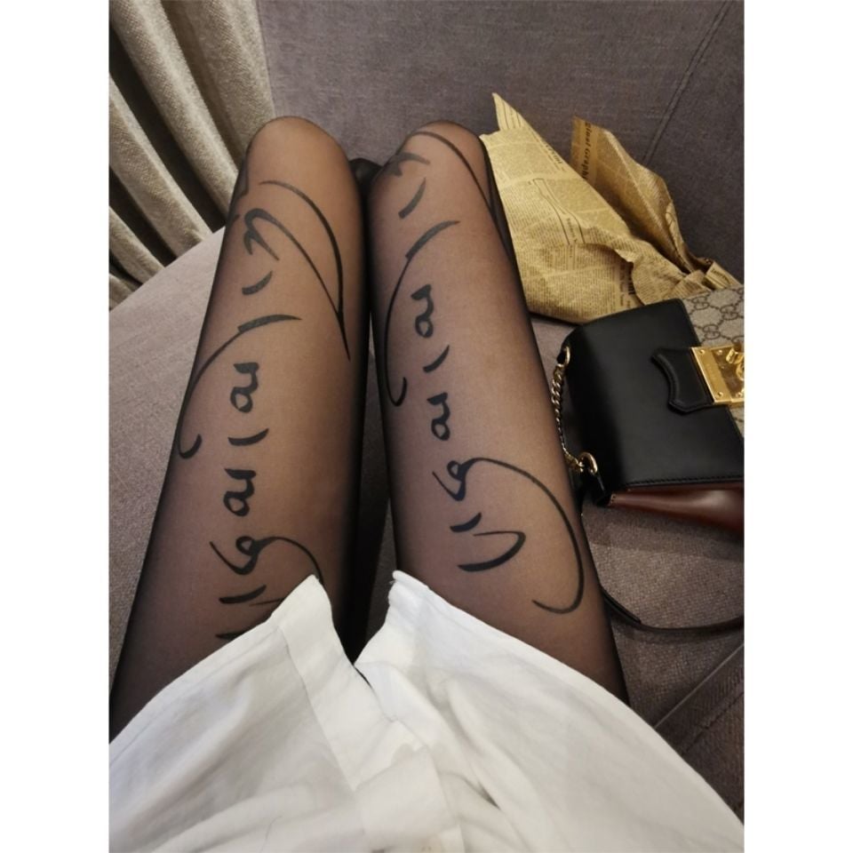 ALPHABET STOCKINGS NIGHTCLUB FASHION HOT GIRL BLACK SILK PANTYHOSE