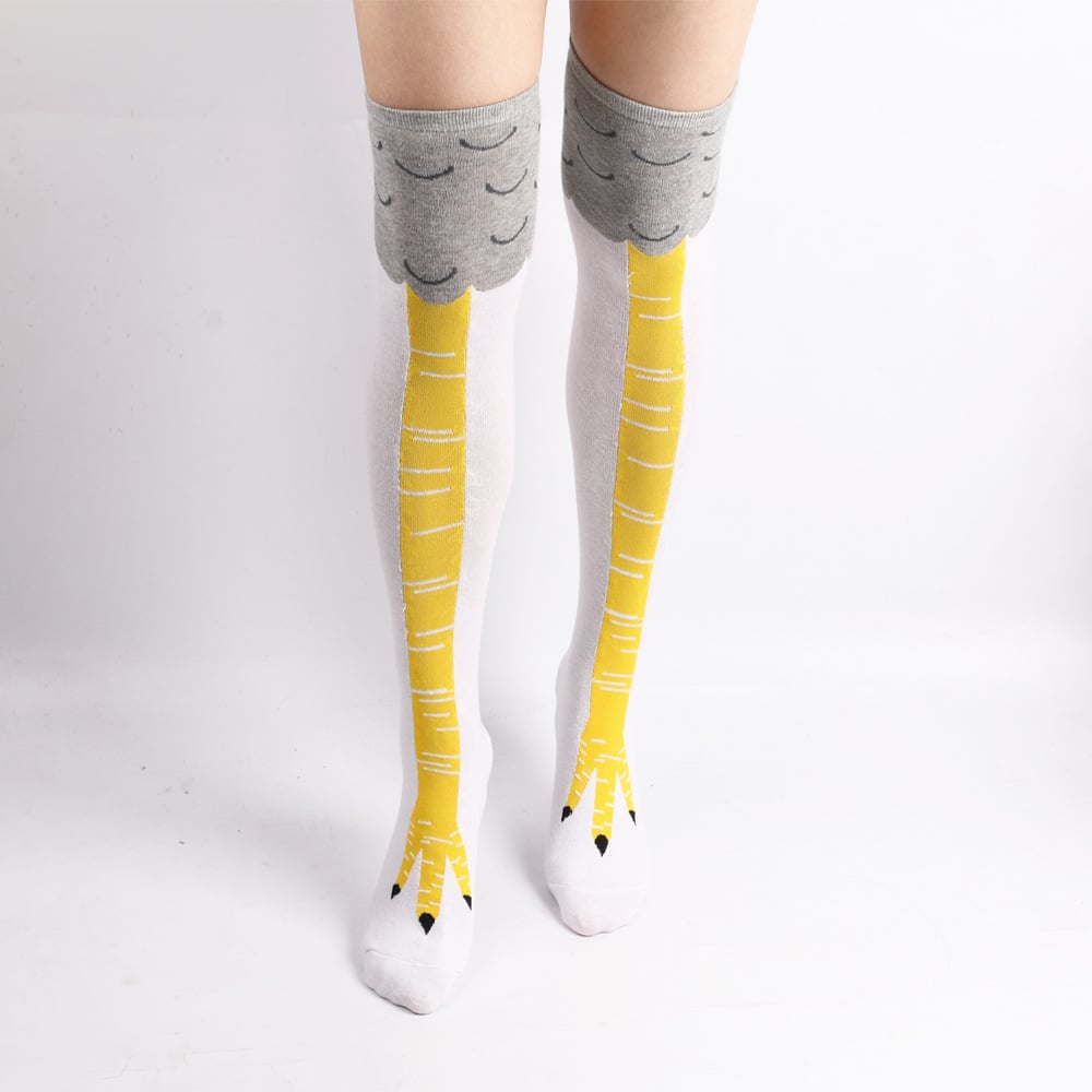 CHICKEN FEET SOCKS DAY CREATIVE OVER-KNEE SOCKS OSTRICH PATTERN GYM FUNNY MALE CALF THIN STOCKINGS
