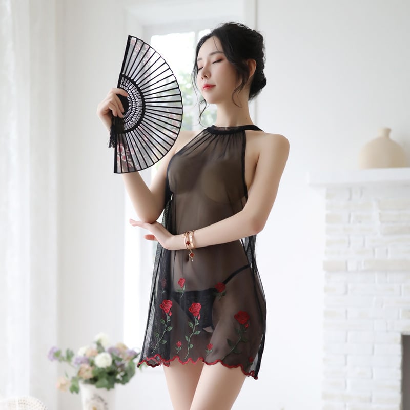 FASHION UNDERWEAR PLAYING LACE DEEP V HOLLOW FASHION MAID UNIFORM