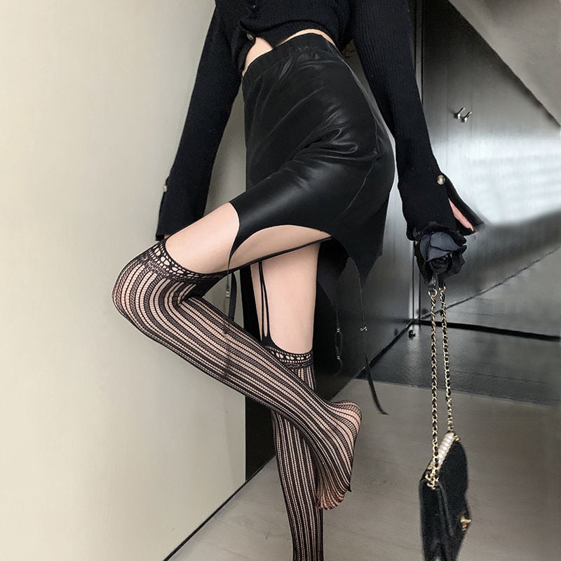 GARTER STOCKINGS WOMEN BLACK TEMPTATION PANTYHOSE
