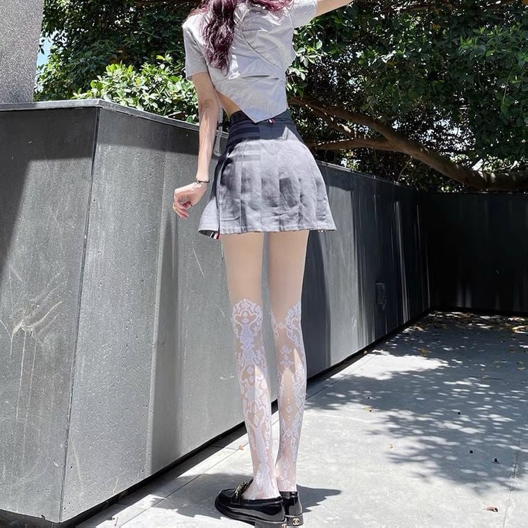 LOLITA JACQUARD FASHION STUDENT STOCKINGS JK PANTYHOSE