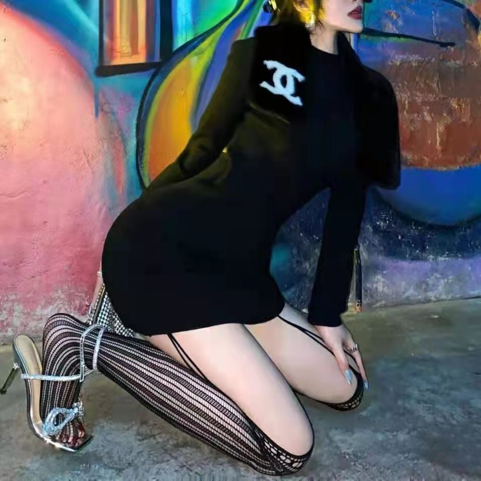 BLACK SLING ONE-PIECE MULTI-VERTICAL STRIPE FISHNET STOCKINGS