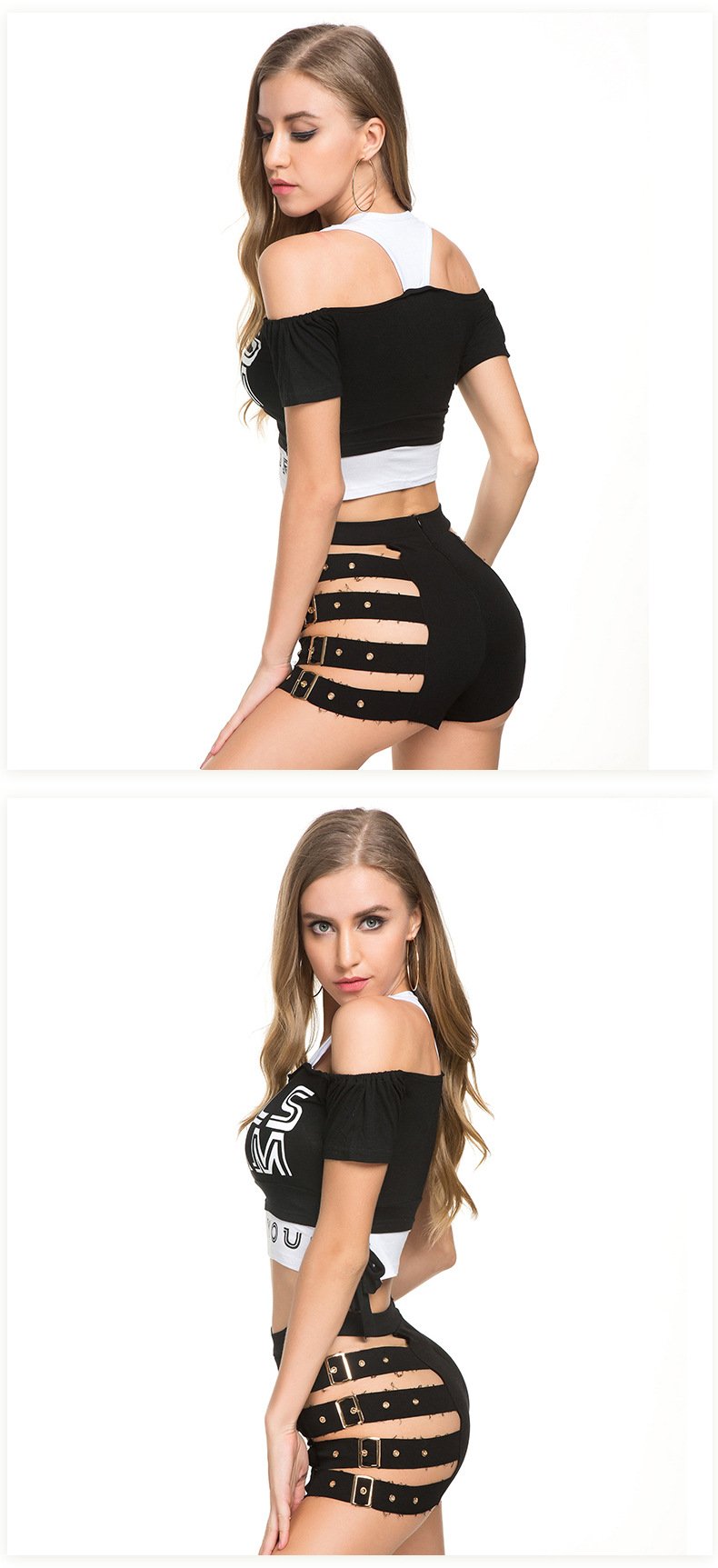 HOLLOW HIGH WAIST DENIM SHORTS