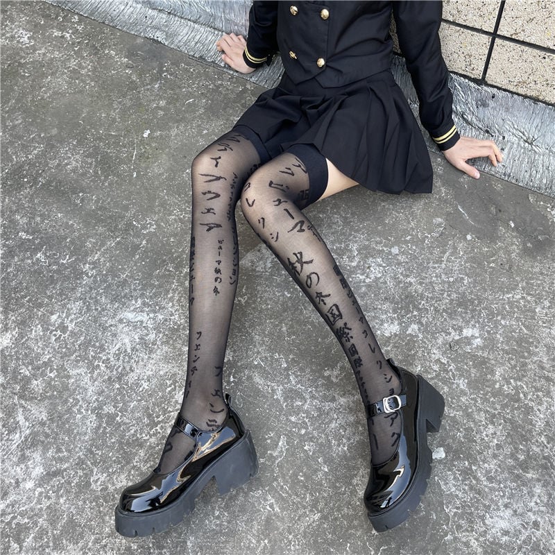 JAPANESE STOCKINGS SHOW LONG LEGS BLACK FASHION OVER-THE-KNEE SOCKS