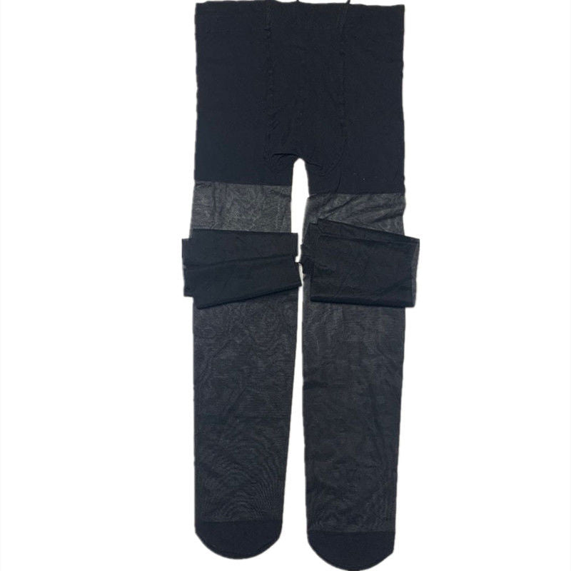 BLACK FASHION UNIFORM OPEN FILE ONE-PIECE SILK STOCKINGS