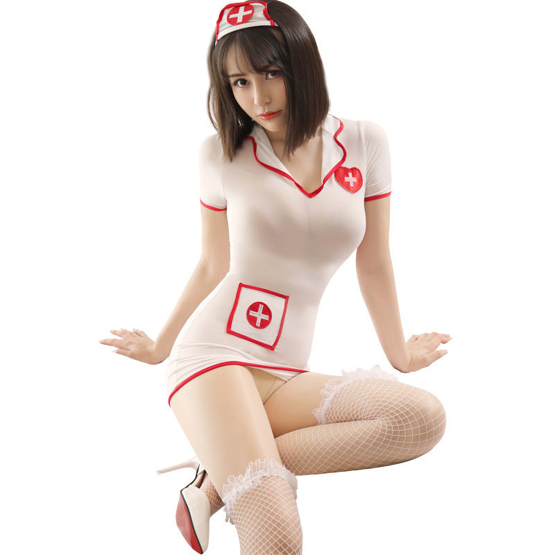 NURSE'S CLOTHES FASHION UNDERWEAR FEMALE TEASE UNIFORM PASSION SUIT HIP LENGTH SKIRT